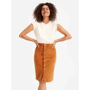Everlane Corduroy Skirt Front Button Rusk Color Strait Cut Size 24